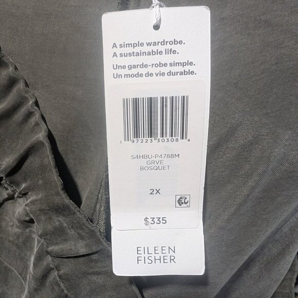 Eileen Fisher | Sandwashed Twill Wide Trouser Pant In Grove Green - Picture 10 of 12